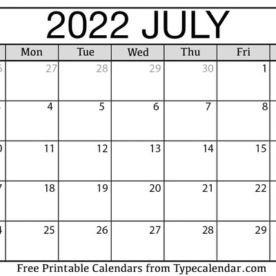 July Calendar 2022